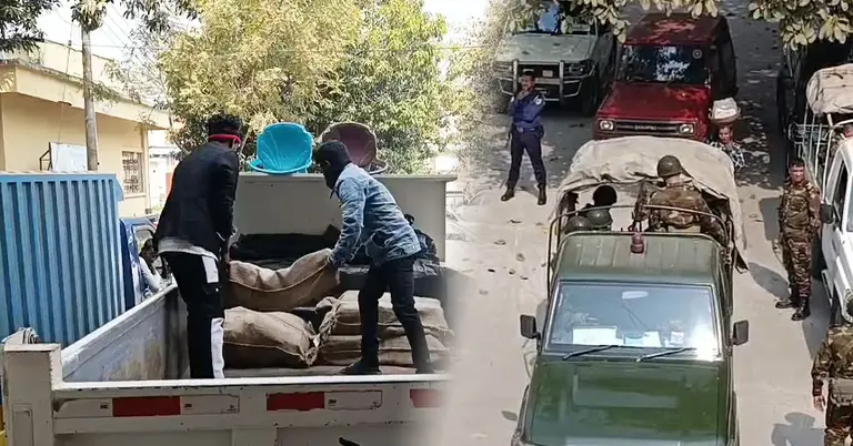 কড়া নিরাপত্তায় নির্বাচনি সামগ্রী নিয়ে যাওয়া হচ্ছে